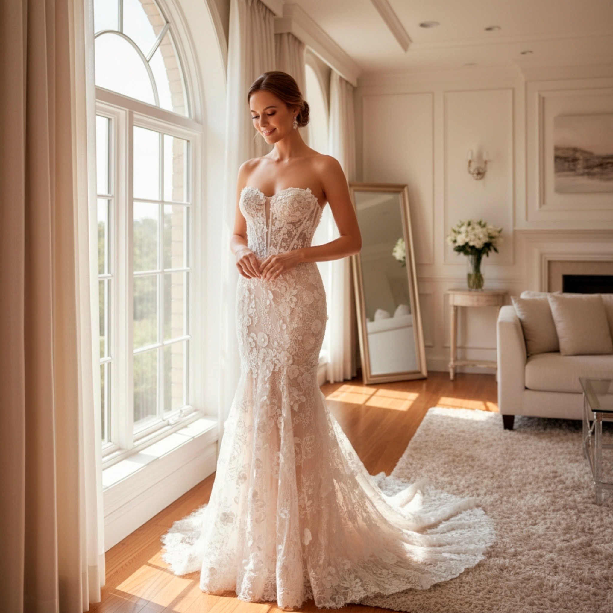 Aurora Floral Lace Mermaid Wedding Gown
