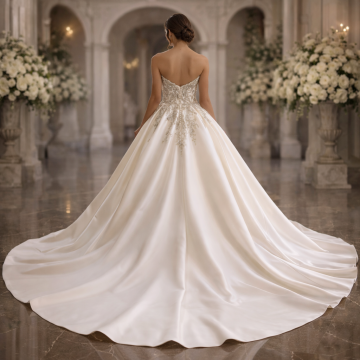 Aurora Floral Beaded Satin Princess Ball Gown